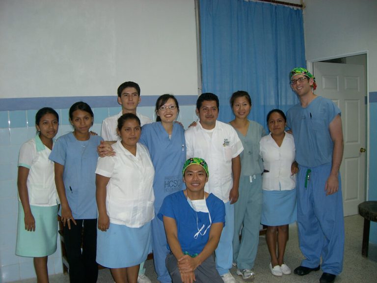 A photo of Dr. Landmann and medical volunteers on Free Cataract Surgery in Guatemala.